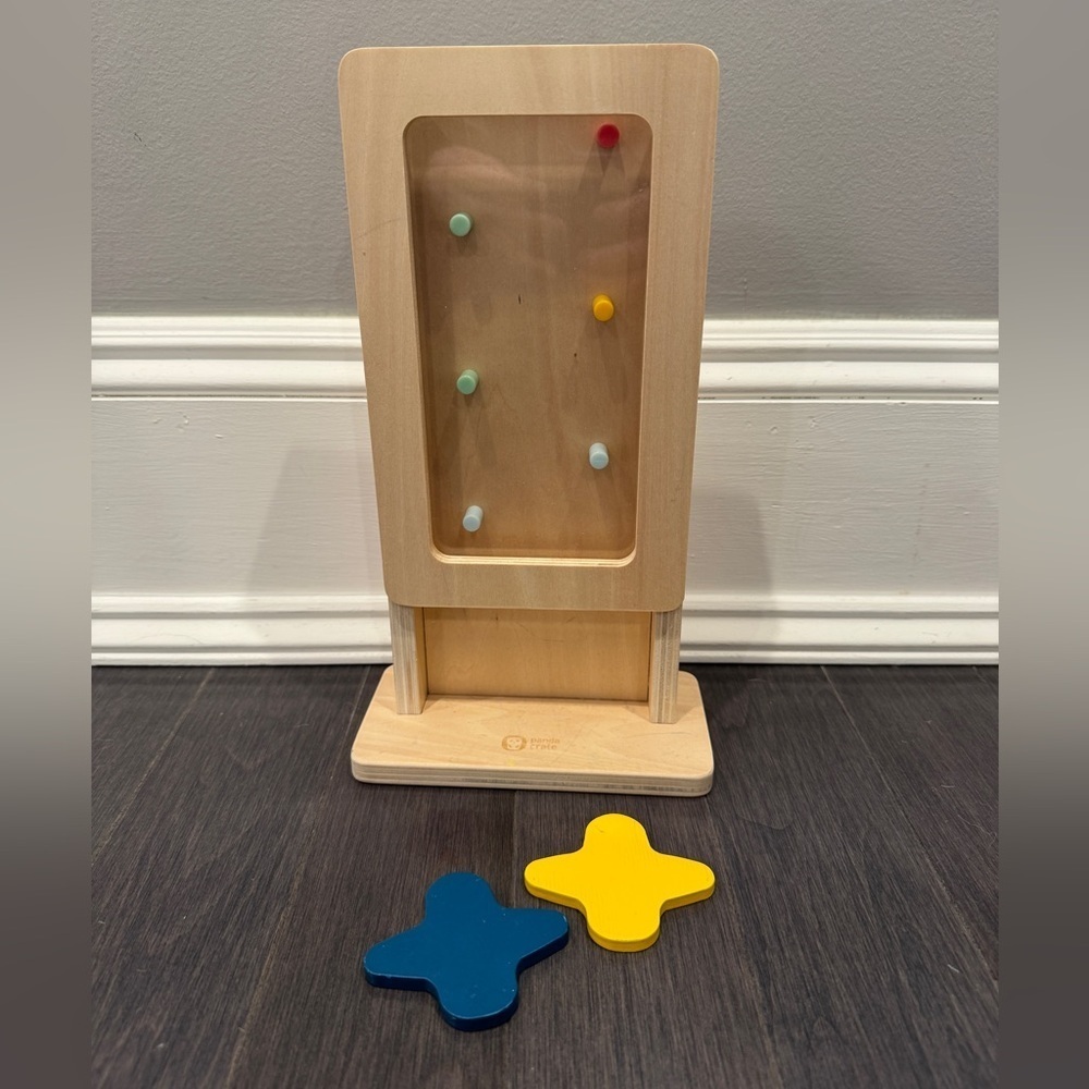 Kiwico Panda Crate Colourful Wooden Peg Drop Game for Kid Infants Babies Toddler